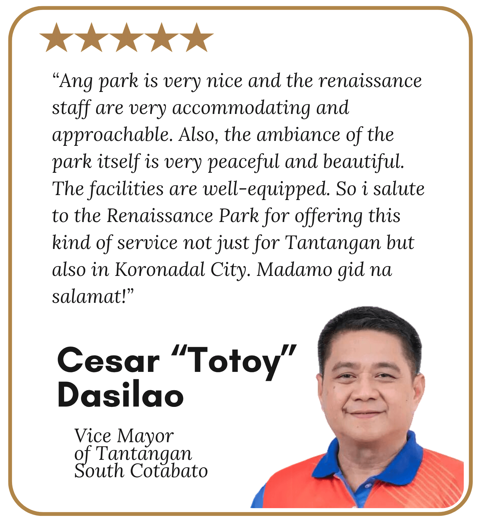 Vice Mayor Cesar Dasilao Testimonial